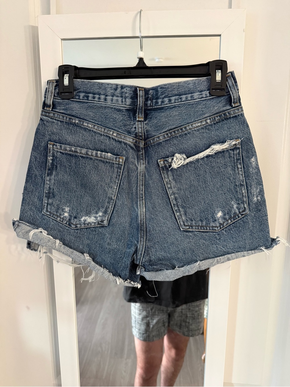 AGOLDE Dee High Rise Distressed Denim Cutoff Shorts Blue Size 26 - Picture 4 of 5